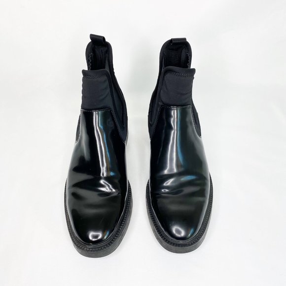 Zara Chelsea Lug Sole Chunky Heel Platform Ankle Boot Black Size 39 US 8 - Picture 2 of 12
